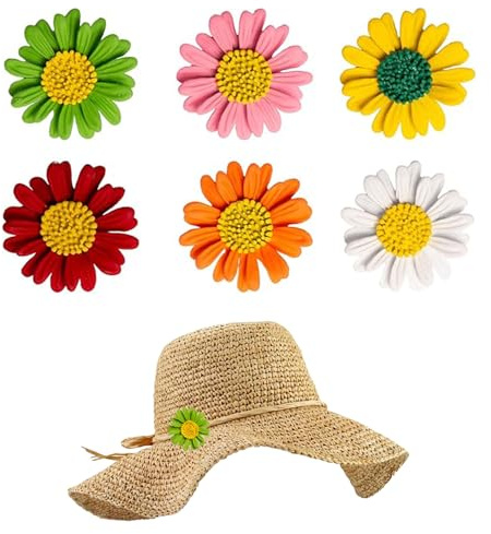 JDCMEI 6 Stück Emaille Blumen Brosche, Gänseblümchen Brosche Pin, Blume Emaille Daisy Brosche, Mini Chrysanthem Brosche, Daisy Blumen Deko für Pullover, Schals, Schals, Kleider, Anzüge, Taschen