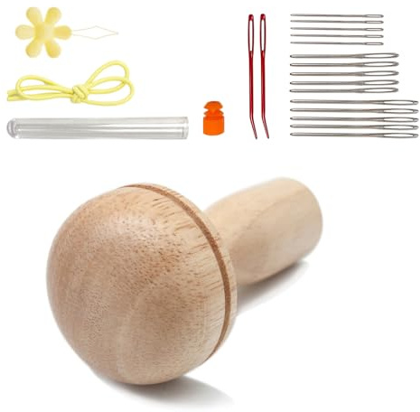 manhegari Stopfpilz Set Nähpilz Und Nähhelfer Holznähset Pilzstickerei Stopfpilznadel Pilzdarner Für Handnähen, Socken, Kleidung, Hüte, Schals