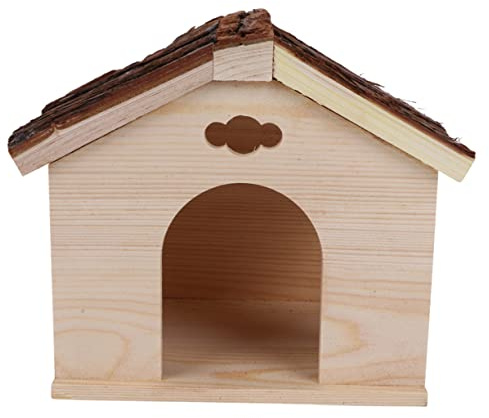 iplusmile Meerschweinchen Holzhaus mit Hamsterbrücke Leichtes Holzversteck für Kleintiere Braun zum Schlafen und Spielen im Zuhause