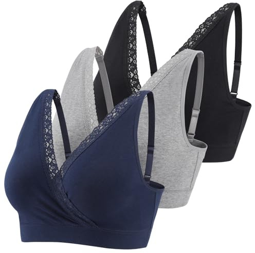 HIHOSSI Adjustable Lace Cotton Sleep Bra – Maternity Nursing Bras for Pregnancy, Daily Wear & Night Comfort