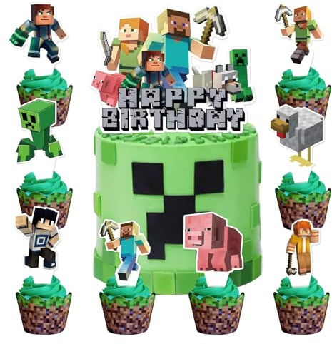 25pcs Happy Birthday Tortendeko, Cupcake Topper, Geburtstagsdeko, Dekorationen für Kinder (B)
