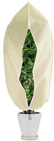 1 protection hivernale pour plantes, antigel, grand sac pour plantes en pot, avec fermeture éclair, cordon de serrage, respirant, indéchirable, 160 x 100 cm