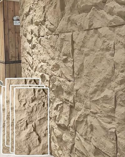 Wall Paneling 3d Stone Effect Wall Panels for Interior Wall Decor, 4 Packs Wainscoting Wall Cladding Paneling 23.6 X 47.2 In, Thicken Rock Texture Covering Sheet(Beige)