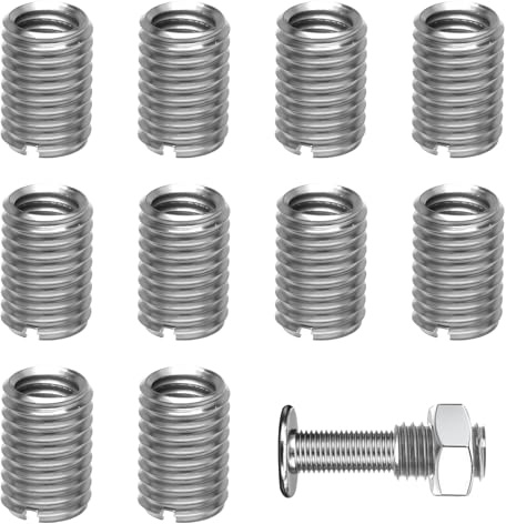 Insertos Roscados M8 a M10, 10 Piezas Inserto de Rosca de Acero Inoxidable Adaptador de Rosca Tuercas Reductoras Autorroscantes para Reparación de Automóviles Montaje de Muebles y Proyectos Mecánicos