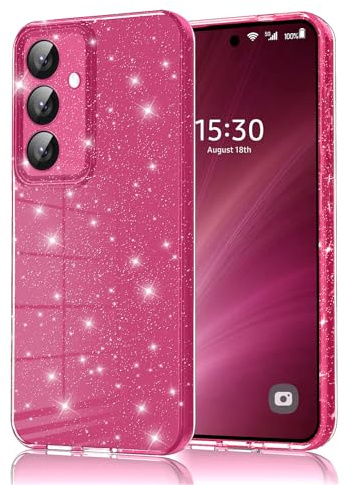 Eherui Handyhülle für Samsung Galaxy S25 FE 5G Glitzer, Silikon TPU Anti-Fingerabdruck Hülle,Stoßfeste Schutz Case Dünn Kratzfest und Schutzhülle für Samsung S25 FE,Rose lila