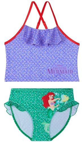 Get Trend Disney Ariel Sirenetta Costume Piscina Bambina Due Pezzi 3-8 Anni, Bikini Bambina Set con Top e Slip, Regalo Ragazza (4-5 Anni, Viola/Verde Mermaid)