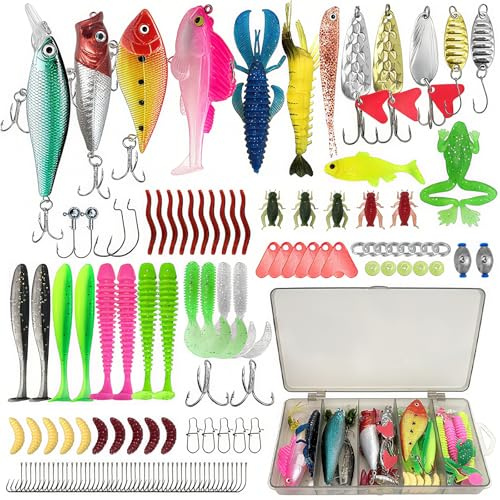 133 Pcs Fishing Lures Set, Featuring a Tackle Box, Realistic Lures, Fishing Hooks and Weights, and Other Fishing Accessories, Premium Gift Set for Fishing Enthusiasts