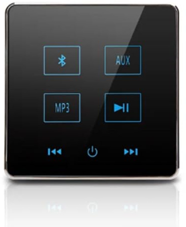 Correa Home Theater Amplificatore da Parete Bluetooth Touch Screen Pannello Musicale Audio di Sottofondo Domestico per Scheda TF USB (Nero) 1 Set