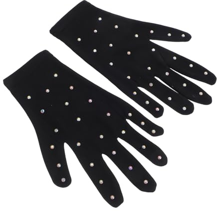 KOMBIUDA Eiskunstlauf Handschuhe für Mädchen Atmungsaktive Bühnenhandschuhe aus Elastischer Faser mit Handschutz für Auftritte und Dekorative Schlittschuhhandschuhe