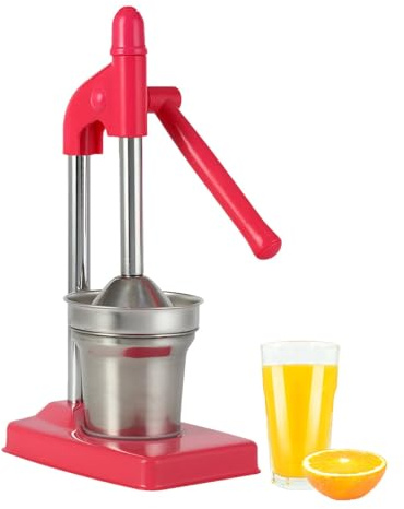 Generico Spremiagrumi Manuale in Acciaio Inox, Pressa per Agrumi Robusta a Leva per Arance Limoni Lime, Estrattore a Mano per Succhi Freschi, Facile da Pulire e Conservare (Rosso)