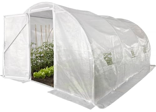 Serre tunelle de Jardin avec Porte 4 x 3 m Mimosa - 12 m² - 180g - Blanc
