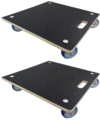 PROREGAL Profi Transportroller mit 4 Rollen | HxBxT 15x58x58 cm | Traglast 300 kg | Siebdruck Holzplatte | Schwarz | 2 Stück | Möbelroller Möbelhund Rollbrett Transporthilfe Rollwagen Roller