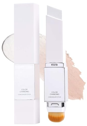 2-in-1 Farbwechselnder Foundation Stick - Leichter Langanhaltender Concealer - Stick Korean Foundation Makeup, mit Voller Deckkraft,White Foundation mit Pinsel für Natürlichen Makellosen (Naturfarben)