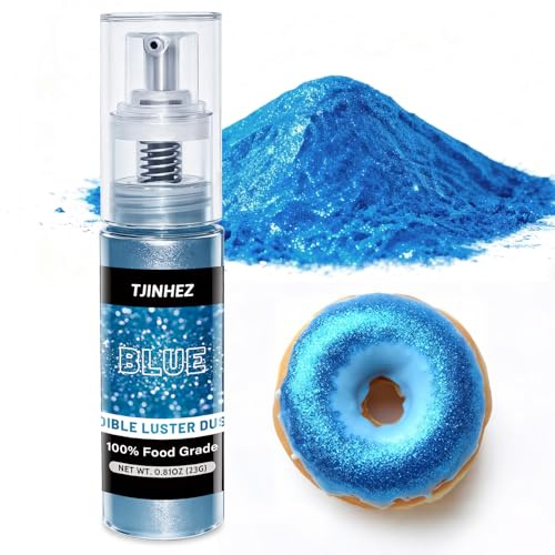 Essbarer Glitzer Spray - 23g Essbares Glitzerpulver für Cocktails, Wein, Kuchen, Macarons - Lebensmittelfarbpulver zur Getränke- und Backdekoration(Blau)