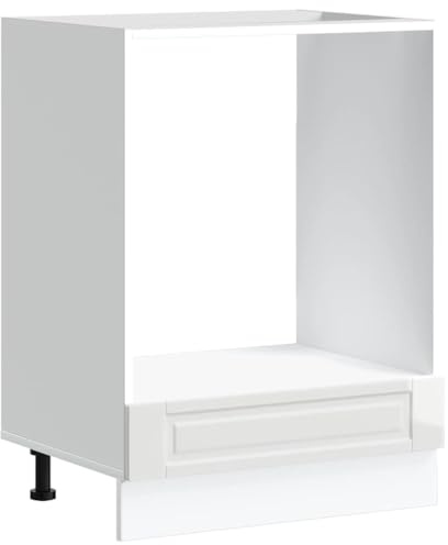 WRJENFSC Porto - Armadietto da cucina da 60 cm di larghezza, per forno da incasso, mobile da cucina in legno bianco lucido, armadietto da forno compatto con piedini regolabili