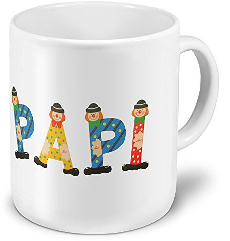 digital print XXL Jumbo-Namenstasse Papi - XXL Jumbotasse mit Design Holzbuchstaben - Vatertag Geschenkidee, Namens-Tasse, Namens-Krug, Becher, Mug