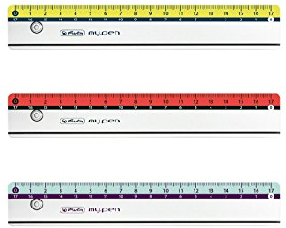 3x Herlitz Lineal my.pen / 17cm / Farbe: je 1x rot, türkis, grün