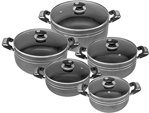 SQ Professional UNA Athena Non-Stick Aluminium Stockpot Set with Lids 5pc
