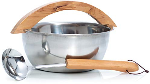 SULENO Sauna Set 2-teilig Edelstahl Aufgusskübel Aufgusskelle Saunazubehör