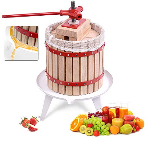 Froadp Manuel Pressoir à Fruit, Presse à Fruits de Table Hydraulique Extracteur pour Jus Vin Raisin Cidre pressé, Broyeuse à Fruits avec Bois Compressés et Filets de Pressage, Volume 12L