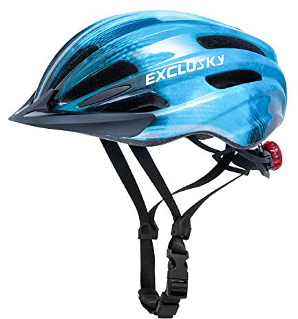 Exclusky Fahrradhelm Kinder Jungen 50-57CM mit Licht & Sonnenvisier, Fahrradhelm für Mädchen/Jungen 5-13 Jahre, atmungsaktiv + Mehrfachbelüftung​