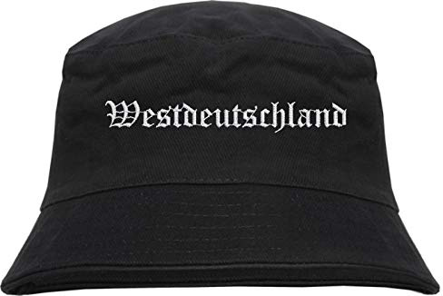 HB_Druck Westdeutschland Fischerhut - Altdeutsch - Bestickt - Bucket Hat Anglerhut Hut Schwarz L/XL