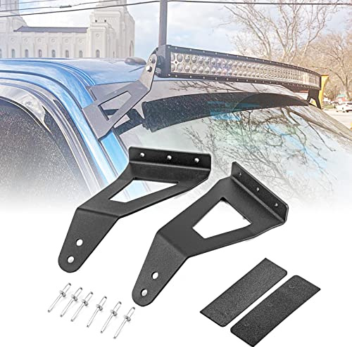 WSays Upper Windshield Roof 52'' Curved LED Light Bar Mount Brackets Compatible with 2004-2018 F150/F150 SVT Raptor
