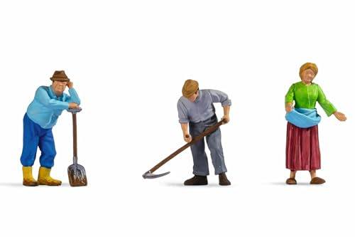 NOCH Figuren „Landwirte“, detailverliebte Modellbau-Figuren für die Spur 0, handkoloriert für Szenen auf Modellbauernhöfen