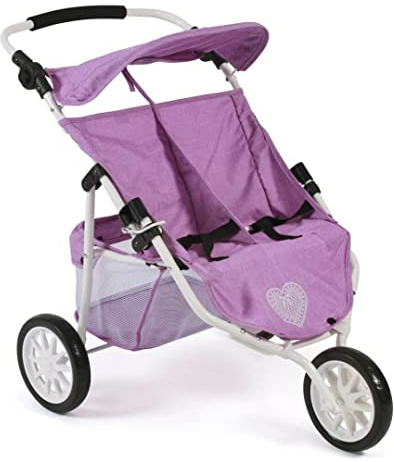 Bayer Chic 2000 Cochecito Doble para Dos muñecas, Cochecito Doble de 3 Ruedas para niños de 4 a 8 años