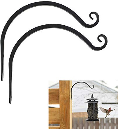 Wankd 2 Stücke Pflanzenhalterung Blumenampelhalter Eisen Wandhaken Blumenampel Wandhalter Haken 16cm zum Aufhängen von Pflanzer Vogelhäuschen Laterne Windspiele (Schwarz)