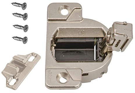Blum 33.3600 110 grados Compact 33 Bisagra Copa con 1 3/8 placa de montaje de superposición (parte # 133.0240) Paquete de 4 juegos