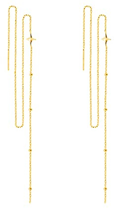 SLUYNZ 925 Sterling Silber Stern Ohrringe Kette für Damen Lange Ohrringe Hängend Doppel Piercing Ohrstecker (Gelb)