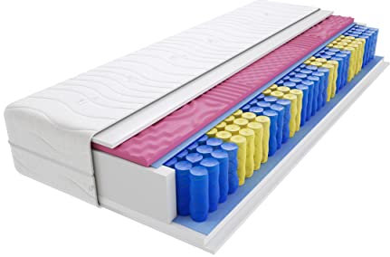 Godre Landa Molet 9-Zonen Federkernmatratze 70x200 cm, Härtegrad H3 -mittelhart, Schaumstoff - mit gestepptem Bezug - Matratze, Taschenfederkernmatratze -18 cm Höhe, Hypoallergen