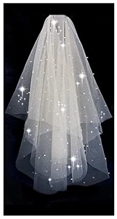 LCJQ Einfacher Tüll für Damen Bling Bling zweilagiger kurzer Hochzeits-Brautschleier, glänzender Pailletten-Glitzer-Braut-Mesh-Schleier, Metallkamm, Ellbogenlänge dünner Schleier Brautschleier