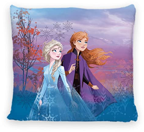 Disney Home Frozen - Dekokissen mit Füllung und Reißverschluss - 40x40 cm - Wurfkissen mit Füllung, tolles Deko-Kissen für Sofa, Couch, Wohnzimmer und Schlafzimmer - weiches Kuschelkissen