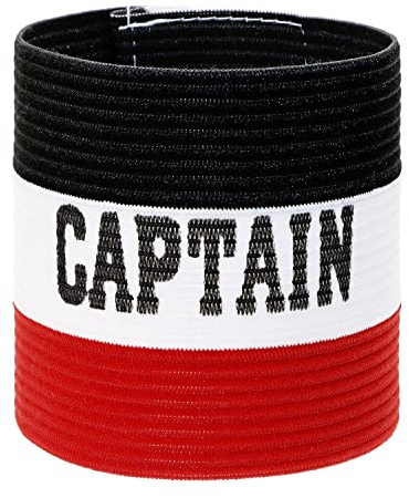 ONLYKXY Captain Armbänder für Fußball, Basketball, Volleyball, Schule, Team, Wettkampf, Trainer, Spieler, Armbänder (Schwarz + Weiß + Rot, 1)