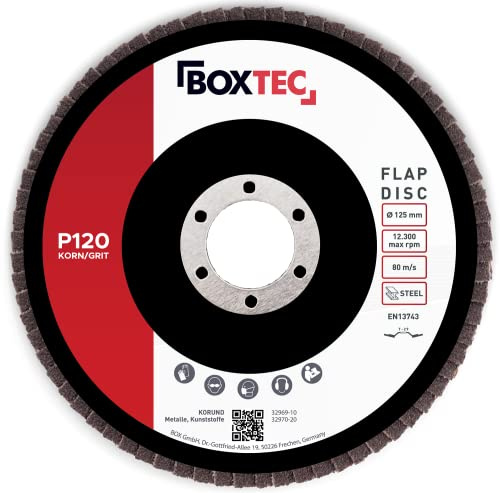 BOXTEC Fächerscheiben BRAUN 125mm Lamellen Schleifscheiben für Metall, Holz