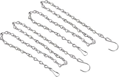 YOKIVE 2 Pcs Hanging Chains, 304 Stainless Steel Extension Link with S Shaped Hook, Great for Flower Pots, Lantern, Ornament (Silver, 35-Inch)