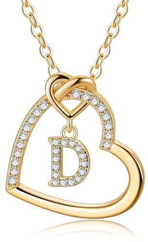 TINGN Kette Damen Gold Silber- Gold Kette Damen Herz Halskette Buchstaben A-Z Ketten Geschenke für Frauen Mädchen Geschenk Personalisierte Geschenke für Kinder Halskette Mädchen Schmuck Geschenk