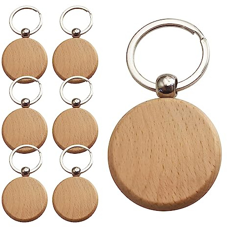 12 Stück Holz Schlüsselanhänger Bemalen, Schlüsselanhänger aus Holz, Schlüsselanhänger Holzanhänger, DIY Blanko Schlüsselanhänger, Beschriftbar Holzschlüsselanhänger für Malerei, Dekoration