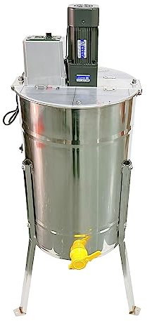 WRJAHCG Honigschleuder Elektrisch, 3/4 Rahmen Edelstahl Honey Extractor, 120-W-Motor mit Einstellbarer Geschwindigkeit, mit Transparenter Abdeckung, für Imker und Bienenzüchter Zubehör,3 Frames