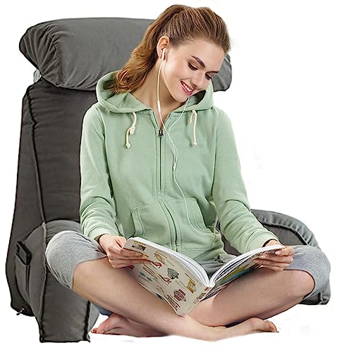 AMZZHAO Lesekissen Lendenkissen Bettkissen für Sofa Bett und Teppich,Rückenkissen Mit Armlehnen,mit Abnehmbarer Nackenrolle,Perfekt für Lesen Entspannen Arbeiten Fernsehen beim Entspannen