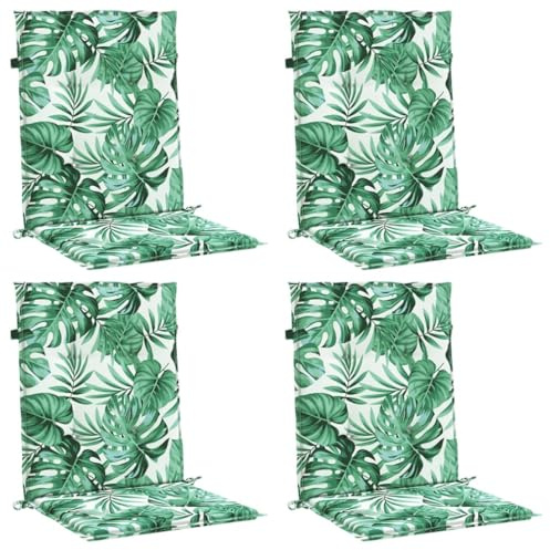 vidaXL Niedriglehner Auflage 4 STK., Sitzkissen für Gartenmöbel Hocker Ottomanen, Wasserabweisendes Sitzpolster, Sitzauflage Stuhlauflage, Blattmuster Stoff