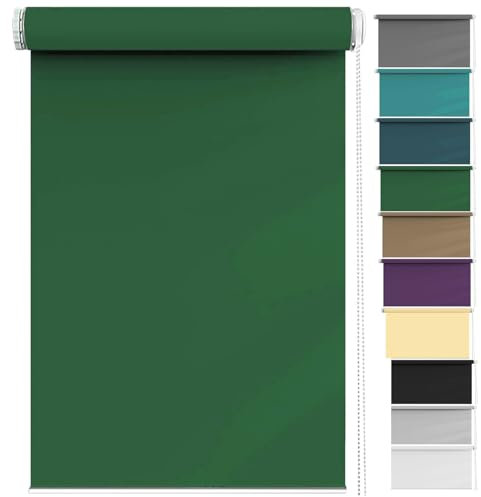 Rollo für Fenster Ohne Bohren 30 x 50 cm Hitzeschutz und Sichtschutz, Gardinen Jalousie Inkl. Aller Montage-Teile für Türen und Fenster, Dunkelgrün