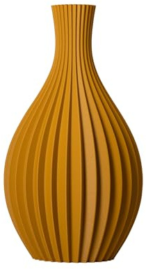 SLIMPRINT Vase Lily, Ockergelb, Halbrunde Tischvase für Trockenblumen, 24,7 x 18 x 45 cm, Recycelter Biokunststoff