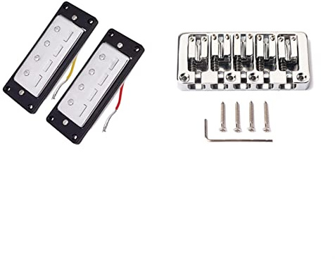 2 Stücke E-Gitarre Humbucker Pickups Bridge Neck Set Mit Schwarzem Rahmen & 1 Set 5 Saiten Bass Bridge Guitar Teile Zubehör