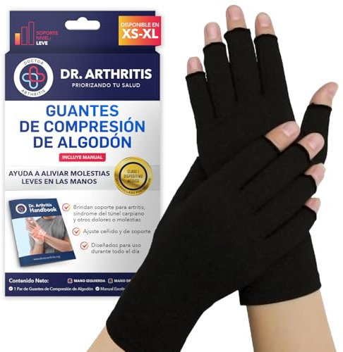 Guanti per Artrosi alle Mani Ideati da Medici – Tutore Tunnel Carpale per Intorpidimento, Gonfiore e Infiammazioni – Polsiera Ortopedica a Compressione, Senza Dita e in Cotone (1 Paio, Taglia S)