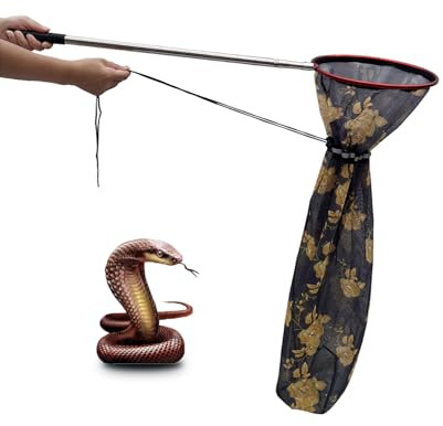 Snake Catcher Net, Rattlesnake Grabber Handling Tool Large Reptile Closure Net, Snake Traps Telescopic Pole Stick, Rattle Snake Moving and Catching Picker with a Handle Extendable from 26'' to 45‘’
