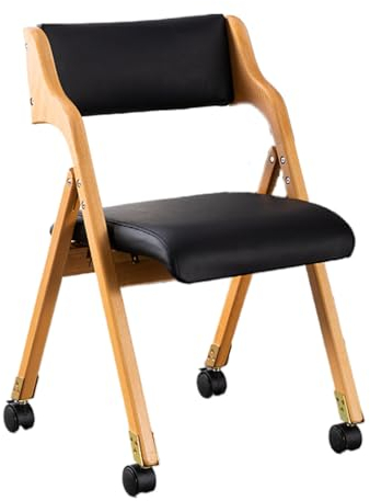 JEKKAH Klappbarer Küchenstuhl aus Holz, leicht zu verstauende Stühle for zusätzliche Aktivitäten, modernes und einfaches Esszimmer mit Flaschenzügen(Black)
