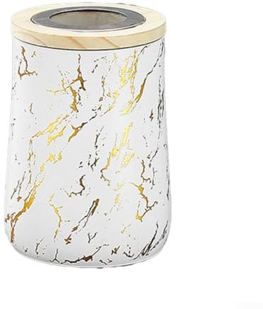 Feegow Tarro redondo de almacenamiento hermético de 1000 ml, tarro de almacenamiento sellado de acero inoxidable, recipiente de café, té, café, azúcar para cocina (oro blanco)
